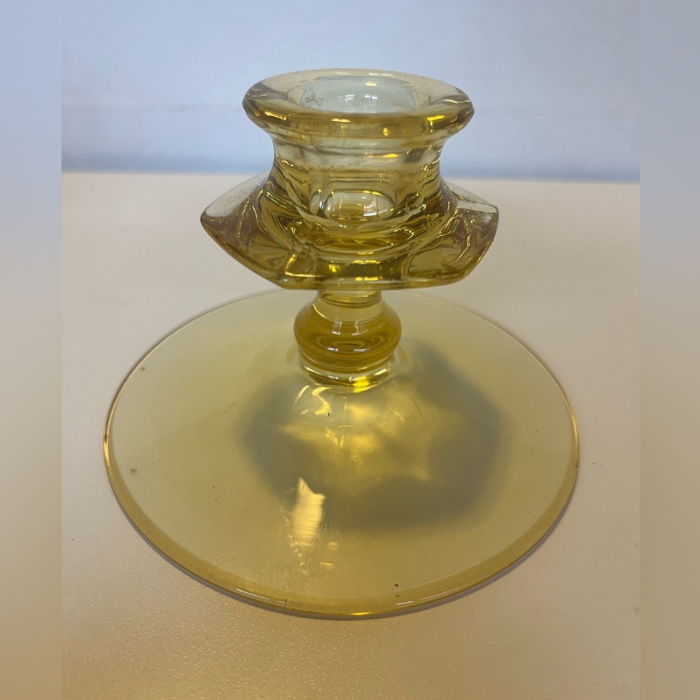 Vintage Yellow Depression Glass Candle Holder